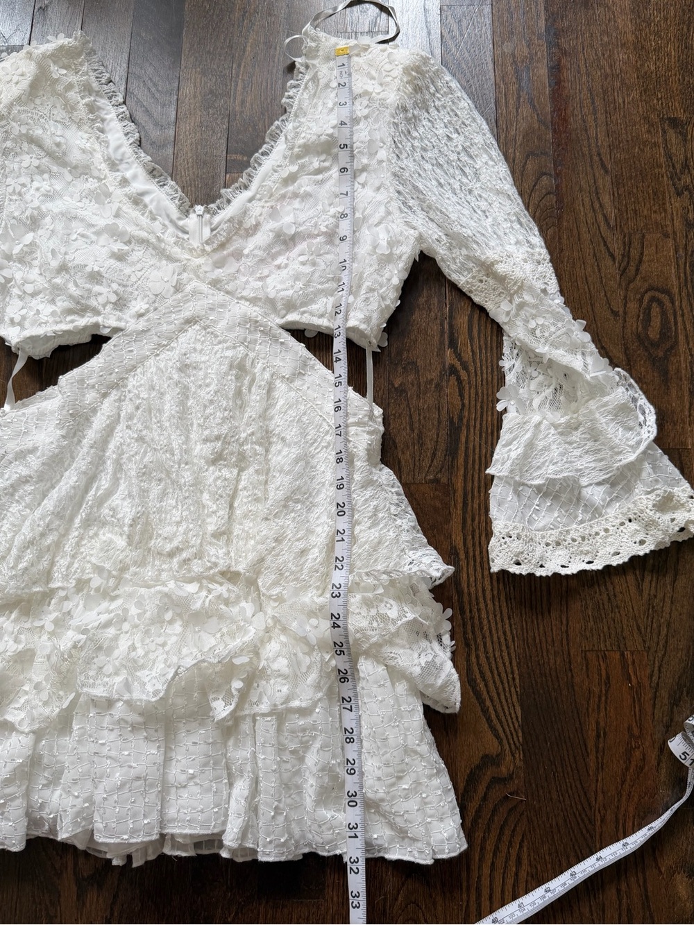 Avec Les Filles White Lace Cutout Tiered Mini Dress - Picture 7 of 8